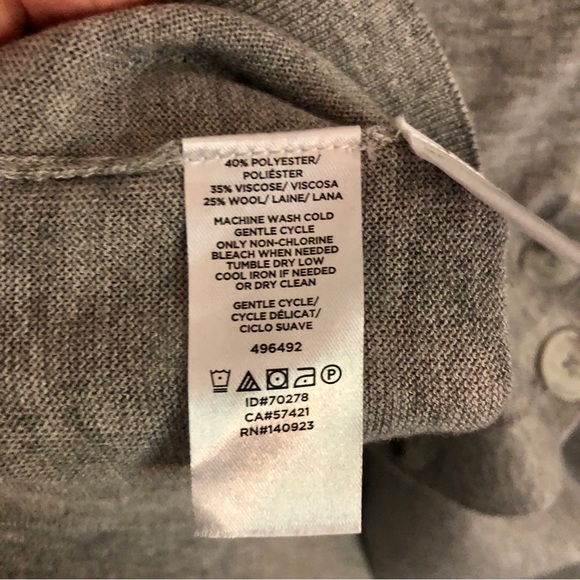 LOFT Long Gray V-Neck Wool Blend Cardigan Sweater - Picture 6 of 6